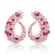 Cherry Blossom Curl Earrings | Rose Gold | Pink Mix