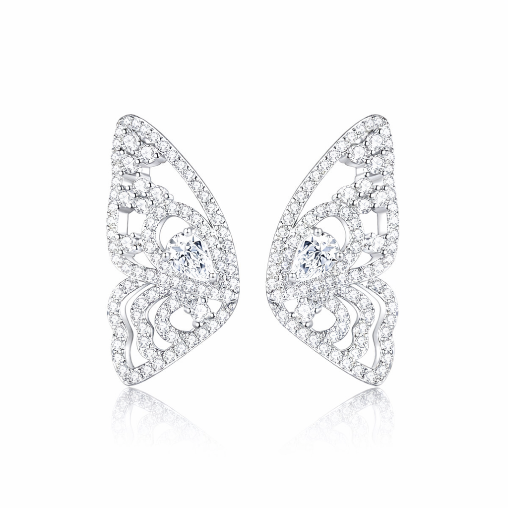 Butterfly Statement Earrings | Silver