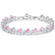 Rose Petal Crystal Tennis Bracelet | Silver | Blush Pink