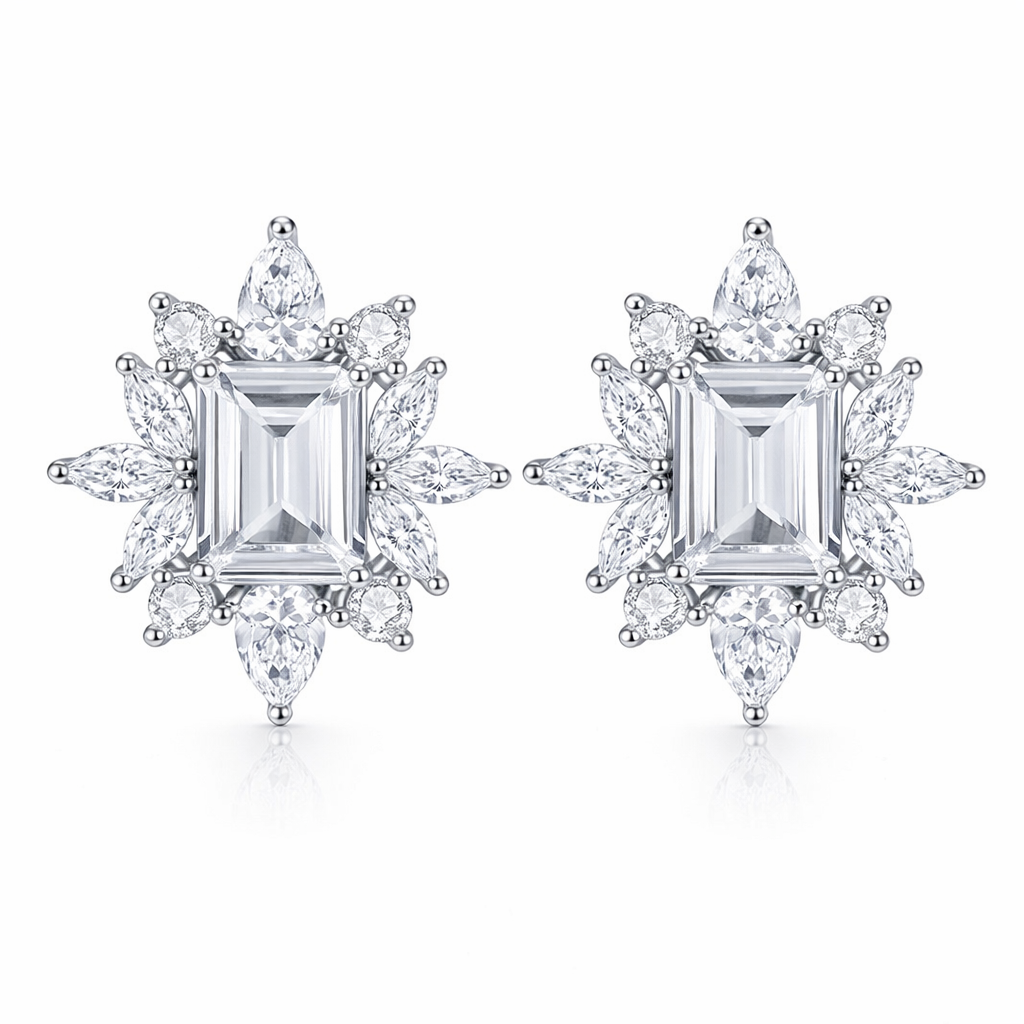 Sunburst Stud Earrings | Silver