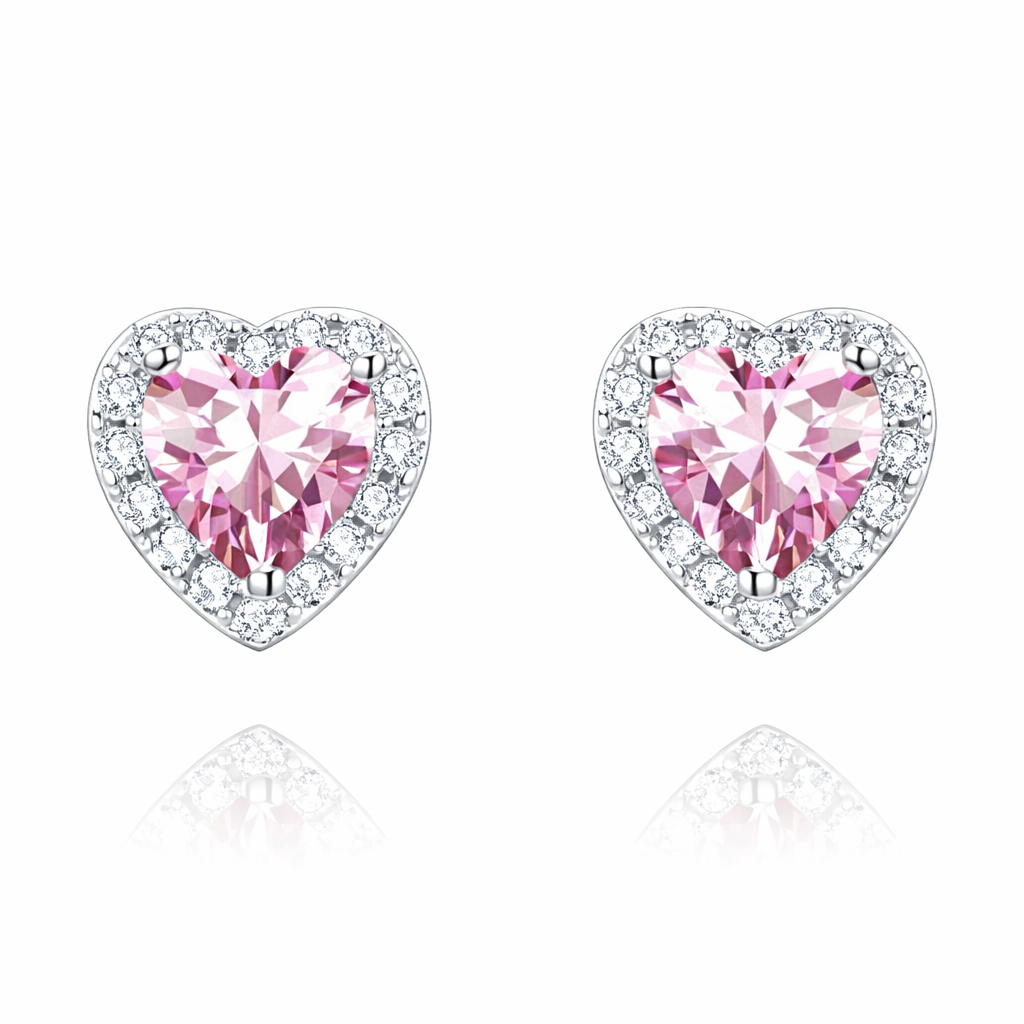 Heart Stud Earrings | Blush Pink | Silver