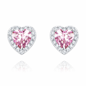 Heart Stud Earrings | Blush Pink | Silver