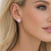 Heart Stud Earrings | Blush Pink | Silver