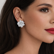 Rosita Pave Flower Earrings | Silver