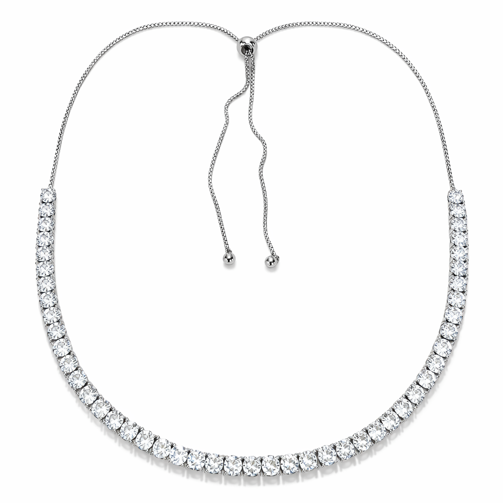 Classic Adjustable Tennis Necklace | Silver