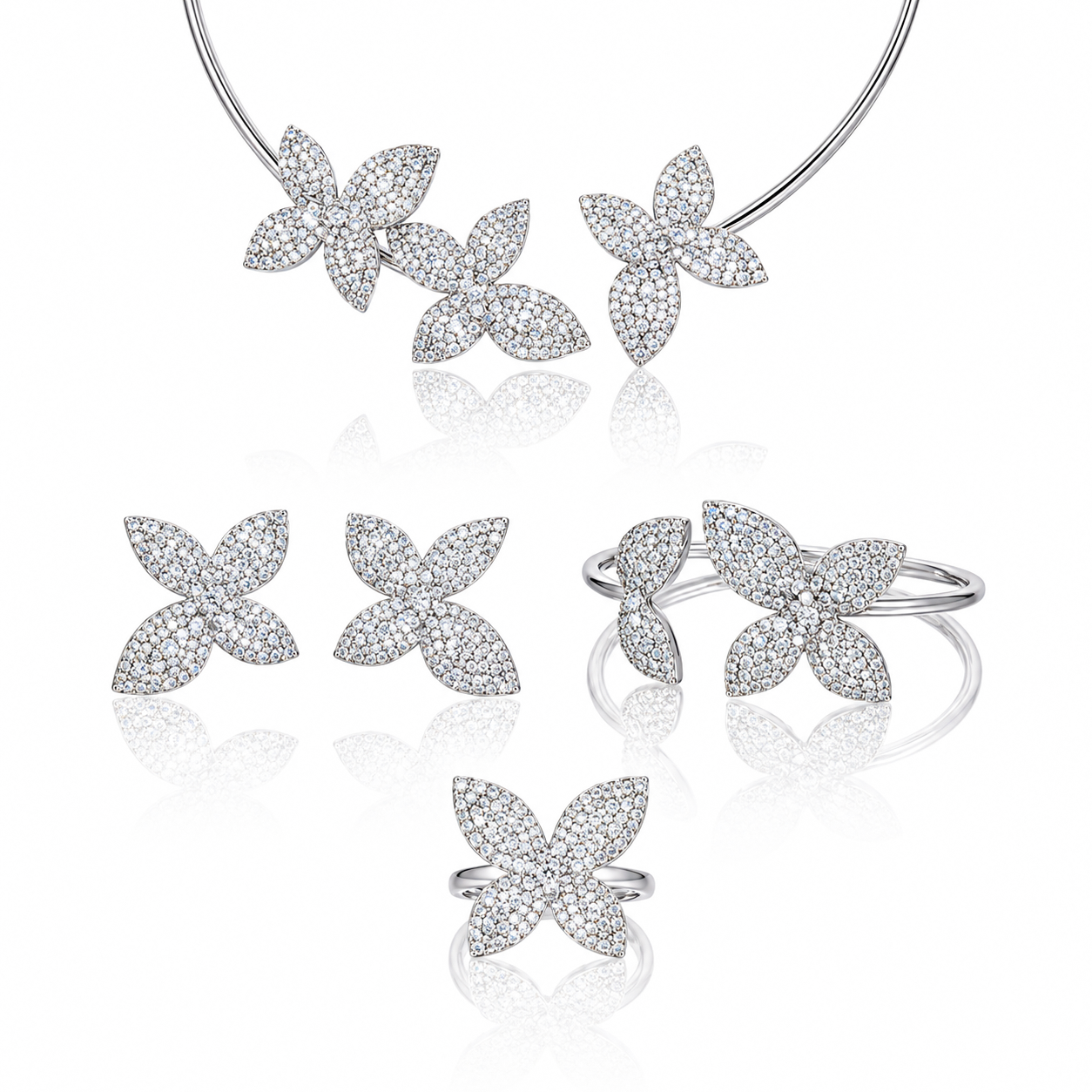Moonlit Bloom Collar Set | Silver