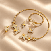 Sunlit Bloom Gold Floral Collar Jewellery Set with Necklace, Earrings, Bracelet and Ring | Valentina-Rose Jewellery