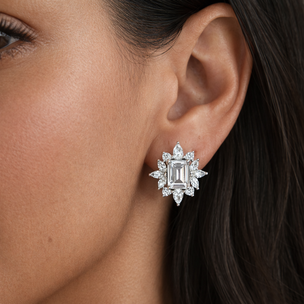 Sunburst Stud Earrings | Silver