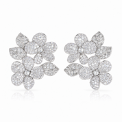 Florentina Pavé Flower Earrings | Silver