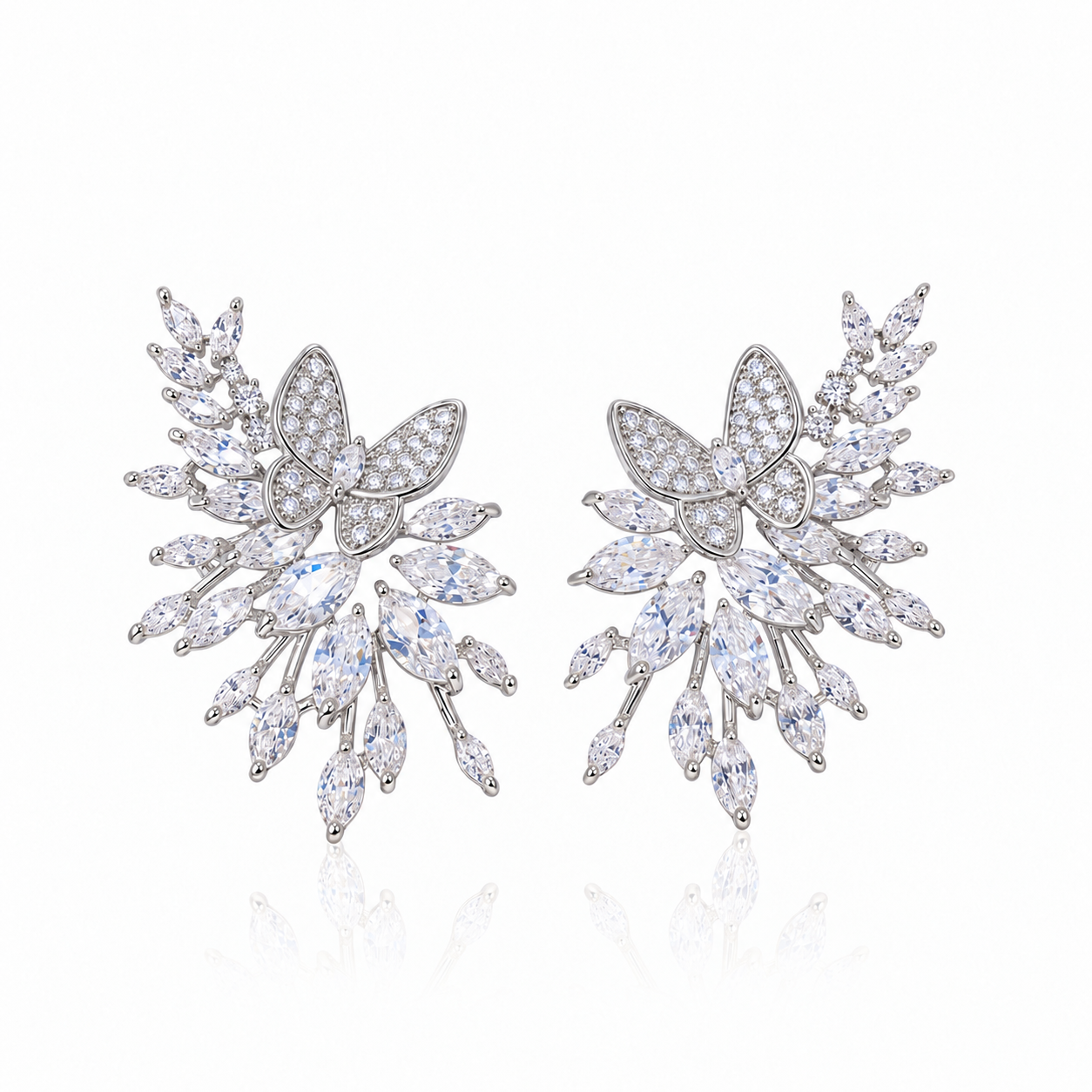 Firework Butterfly Statement Earrings | Silver