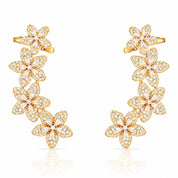 Gold Floral Ear Climber Earrings with Sparkling Cubic Zirconia | Valentina-Rose Jewellery