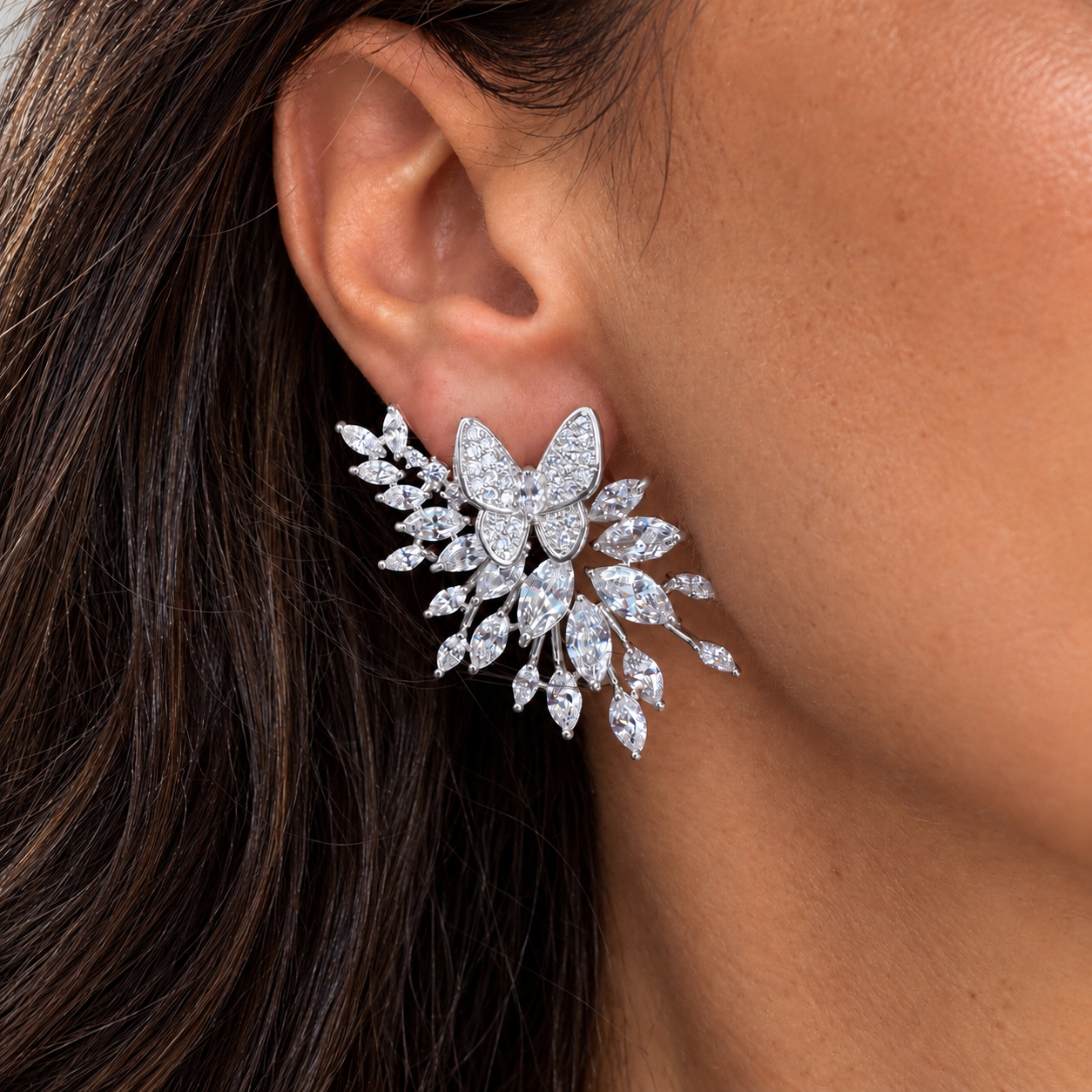 Firework Butterfly Statement Earrings | Silver