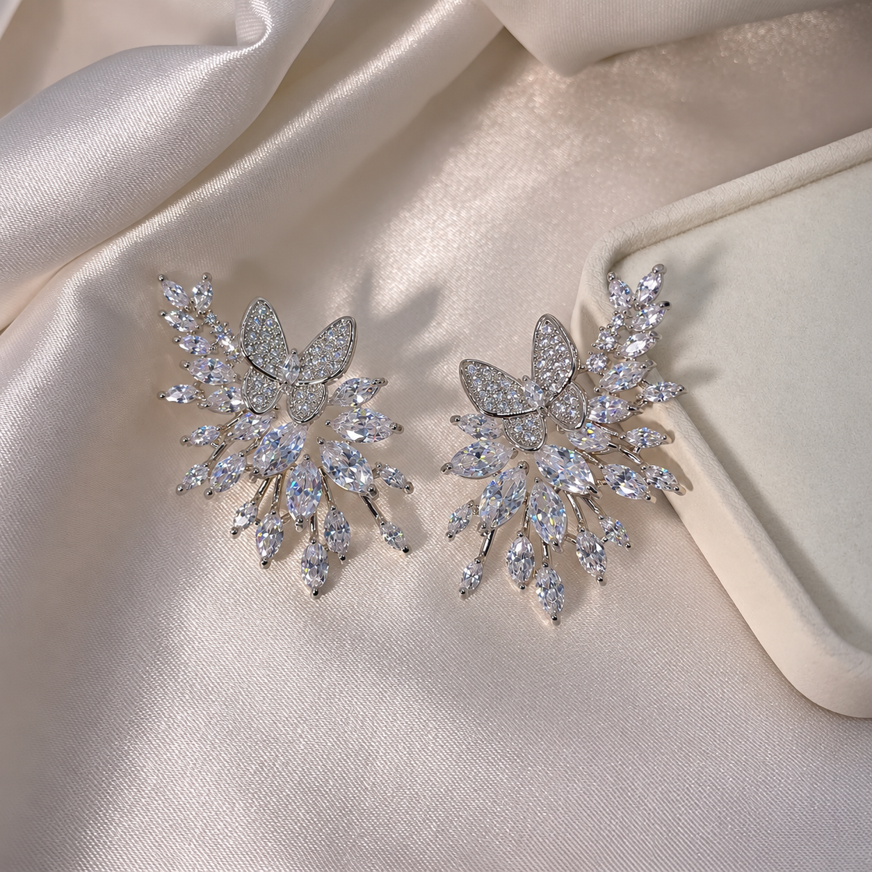 Firework Butterfly Statement Earrings | Silver