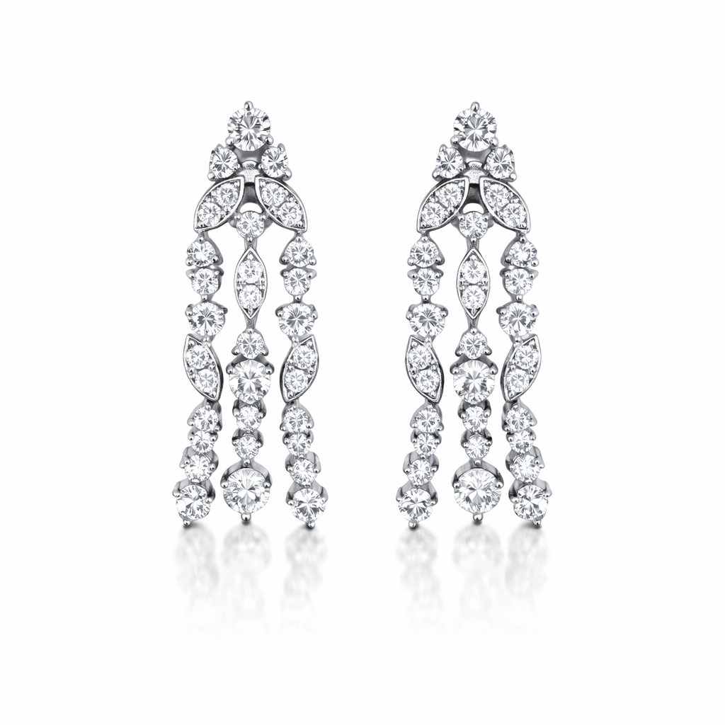 Pair of chandalier earrings on a white background, Valentina-rose 