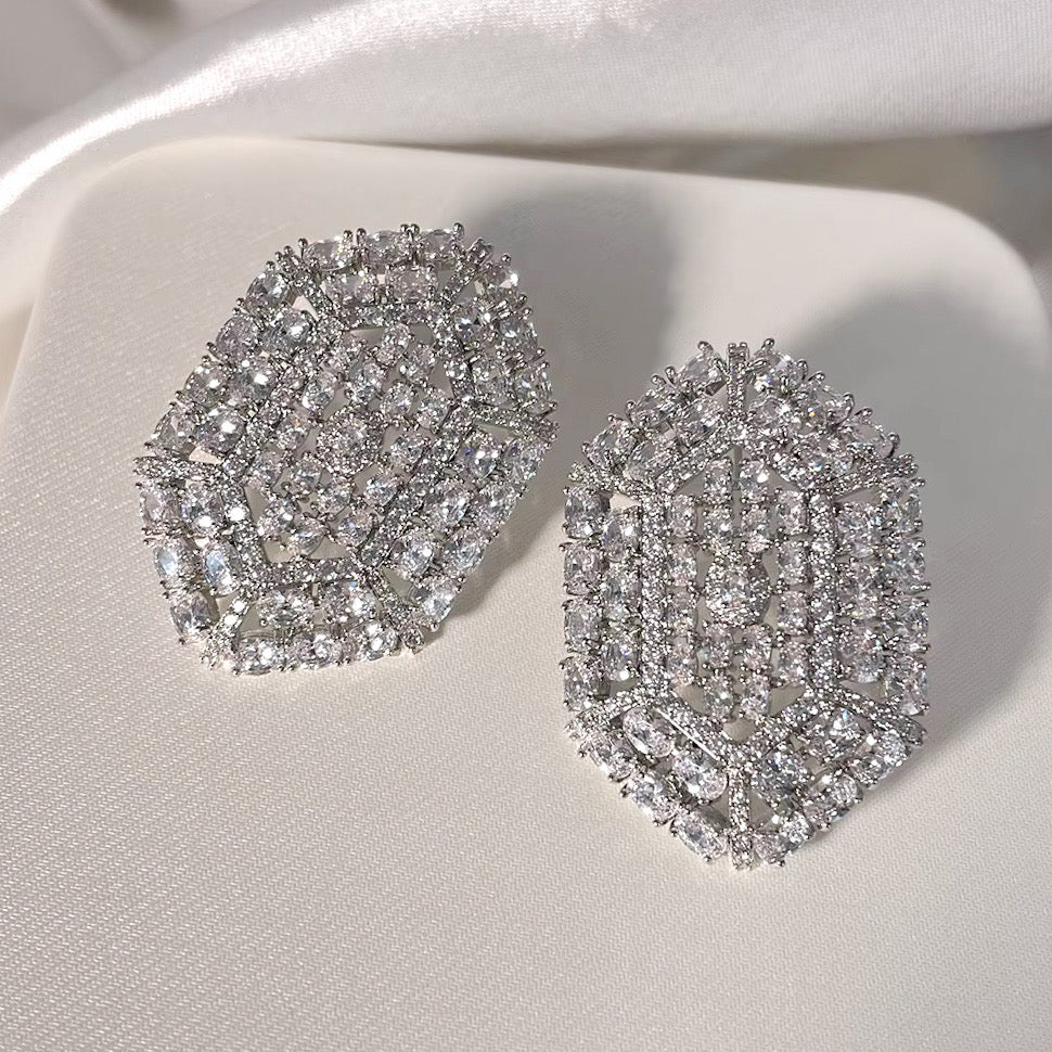 Silver After Dark Statement Drop Earrings with Brilliant Crystal Detailing | Valentina-Rose Jewellery