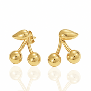 Sweet Cherry Stud Earrings | Gold
