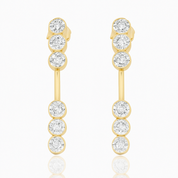Gold front-to-back drop earrings with a minimalist linear design and high-polish finish, part of the Illuminate Collection by Valentina Rose.