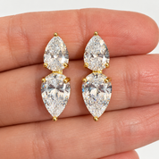 Endless Mirage Double Pear Statement Stud Earrings | Gold