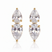 Endless Mirage Double Pear Statement Stud Earrings | Gold