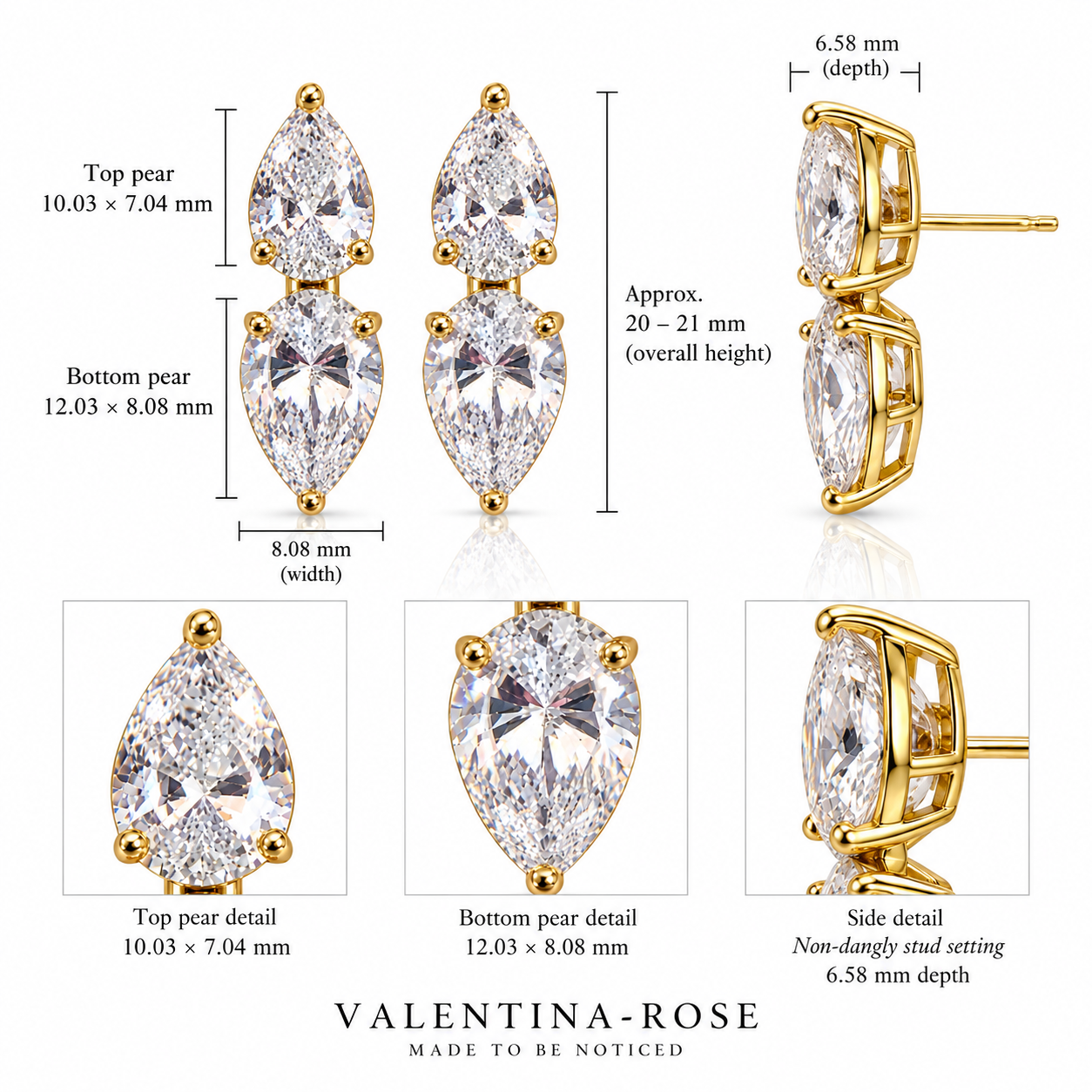 Endless Mirage Double Pear Statement Stud Earrings | Gold