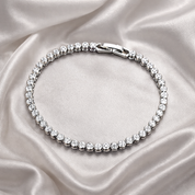 Silver bezel set tennis bracelet with clear stones