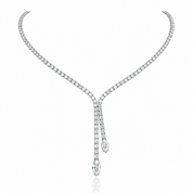 Serpent Lariat Tennis Necklace | Silver