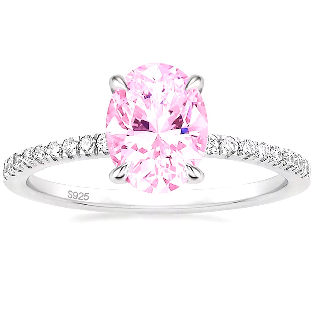 Pink ring, ring set, ring duo, stacking rings, wedding ring, engagement ring, statement ring, cocktail ring, eternity ring, silver ring, promise ring