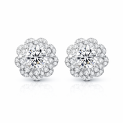 Pair of floral stud earrings on a white background