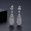 Sophia Crystal Halo Pear Drop Earrings | Silver