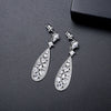 Sophia Crystal Halo Pear Drop Earrings | Silver