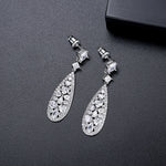 Sophia Crystal Halo Pear Drop Earrings | Silver