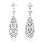 Sophia Crystal Halo Pear Drop Earrings | Silver