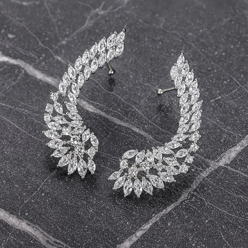Angelique Ear Climber Earrings | Silver