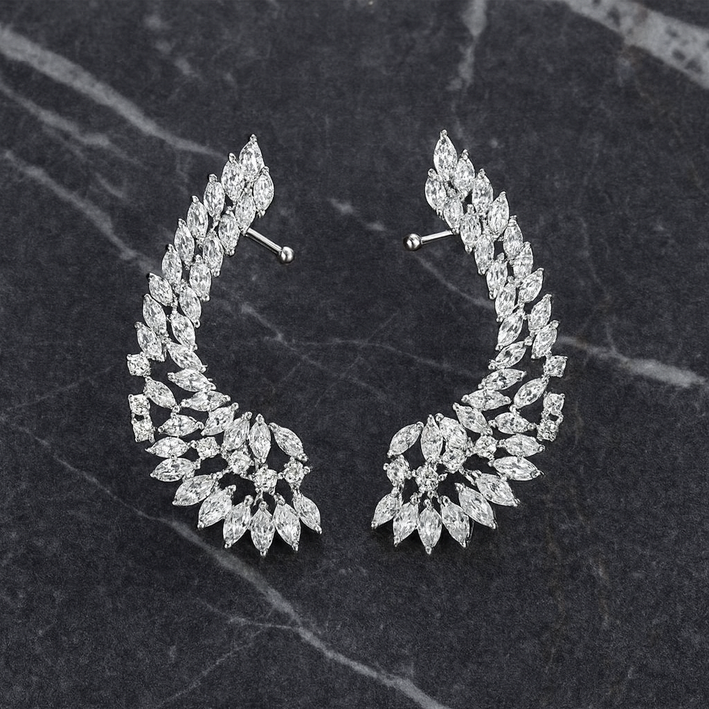Angelique Ear Climber Earrings | Silver