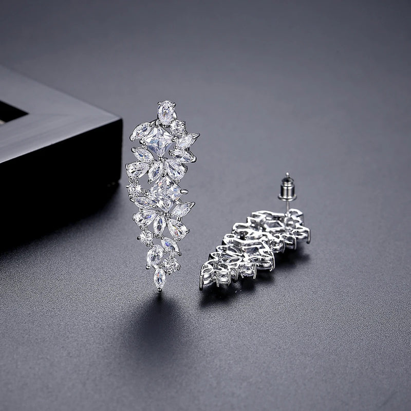 Statement earrings, party earrings, silver earrings, drop earrings, wedding earrings, going out earrings, sparkling earrings