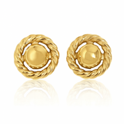 Circle Rope Stud Earrings Large | Gold