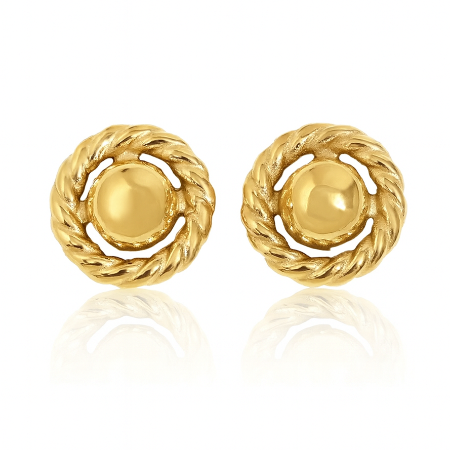 Circle Rope Stud Earrings Large | Gold