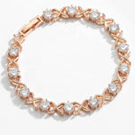 XOXO "Hugs And Kisses' Crystal Tennis Bracelet | Rose Gold