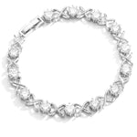 XOXO "Hugs And Kisses' Crystal Tennis Bracelet | Silver