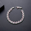 Rose Petal Crystal Tennis Bracelet | Silver | Blush Pink