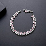 Rose Petal Crystal Tennis Bracelet | Silver | Blush Pink
