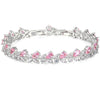 Rose Petal Crystal Tennis Bracelet | Silver | Blush Pink