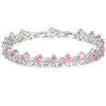 Rose Petal Crystal Tennis Bracelet | Silver | Blush Pink