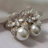 Wedding earrings, pearl earrings, silver earrings, going out earrings, pearl, flower earrings