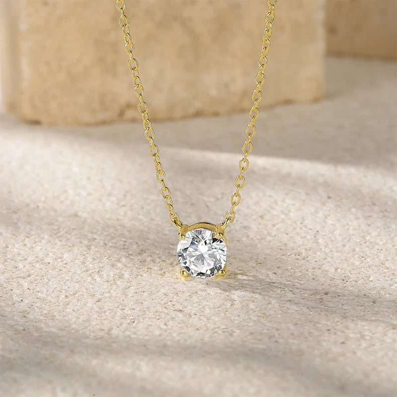 Solitaire Supreme Sparkle Pendant Necklace | Gold