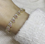 Rose Petal Crystal Tennis Bracelet | Gold | Blush Pink