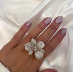 Wild Orchid Flower Cocktail Ring | Gold | Pastel Pink