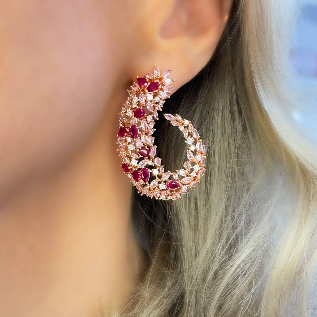 Cherry Blossom Curl Earrings | Rose Gold | Pink Mix