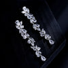 Vine Leaf Long Drop Statement Earrings | Silver