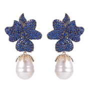 Sapphire earrings, navy blue earrings, Gold earrings, pearl earrings, going out earrings, wedding earrings, golden earrings, drop earrings, party earrings, gold pearl earrings, pearl earrings, bridal earrings, statement earrings